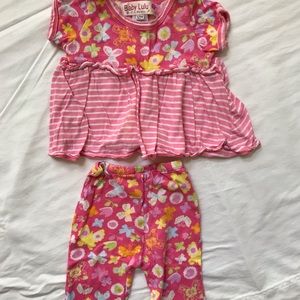 Baby Lulu Matching Set- Pink stripe/ floral- 12 Mo